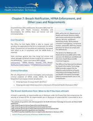 Breach Notification, HIPAA Enforcement, and Other Laws and Requirements