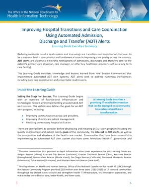 Learning Guide: Improving Hospital Transitions and Care Coordination Using Automated Admission, Discharge, and Transfer (ADT) Alerts